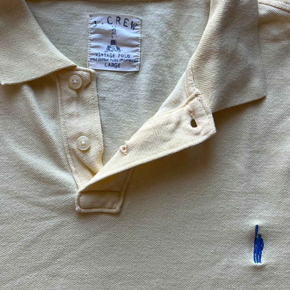 Vintage J Crew Oarsman Polo Mens Large Yellow Classic Cotton Coastal Dad Polo - Picture 2 of 5